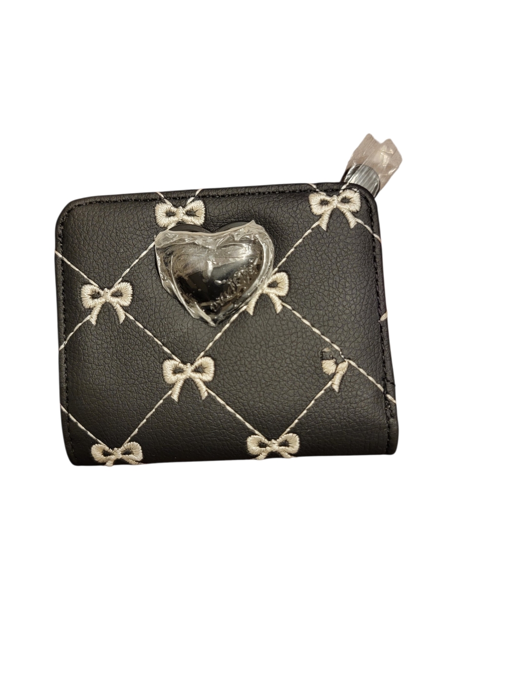 Betsey Johnson Black Quilted Heart Accent Women's Wallet